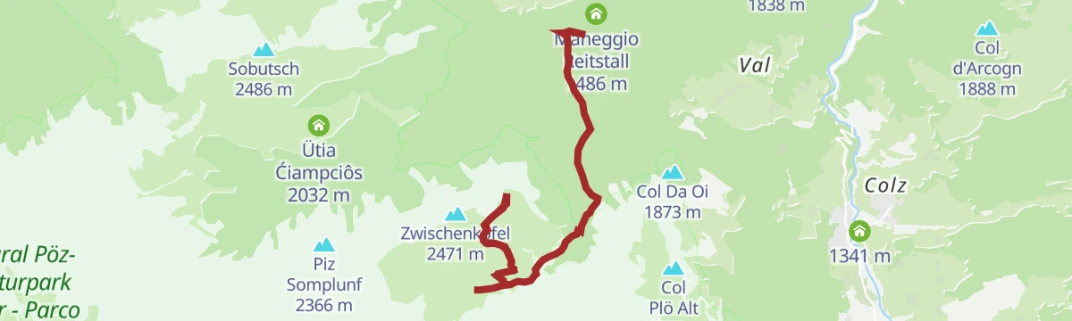 Route map: Zwölferkofel in the Gadertal